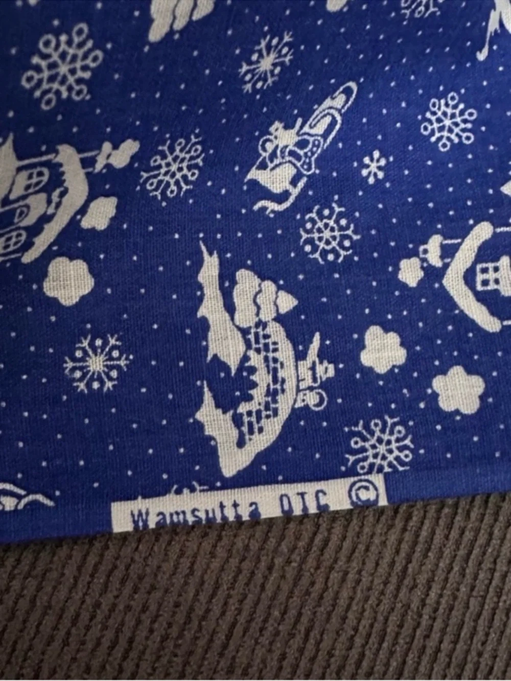 Vintage christmas fabric blue 6 yards wamsutta